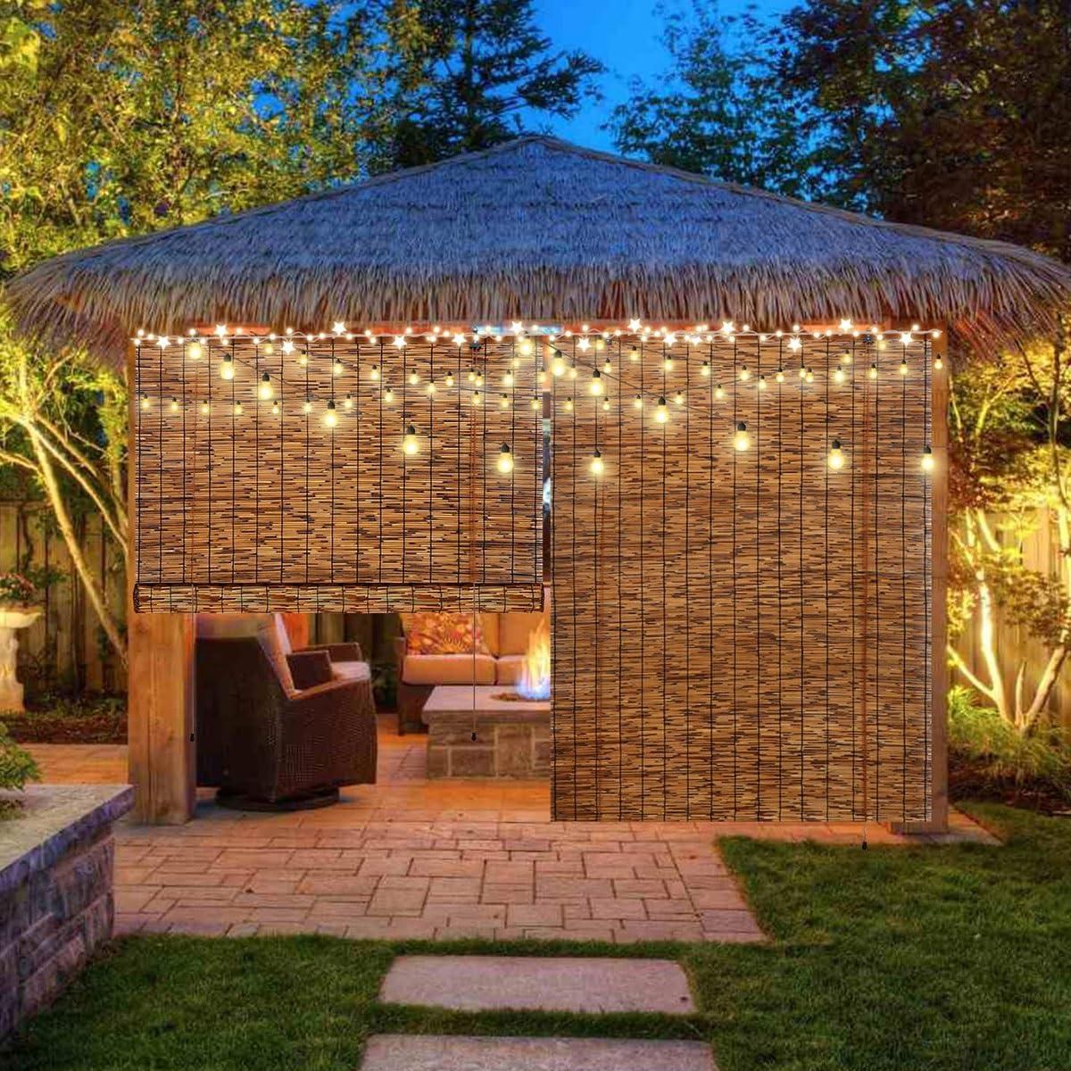 VELLOW Matchstick Cordless Window Shade, Natural Bamboo Roman Blinds Sun Shades 30x72in 60x84in 24x48in Light Filtering Roll Up Reed Shade for Indoor/outdoor Garden Bamboo Privacy Shades (Size : W24 x H60