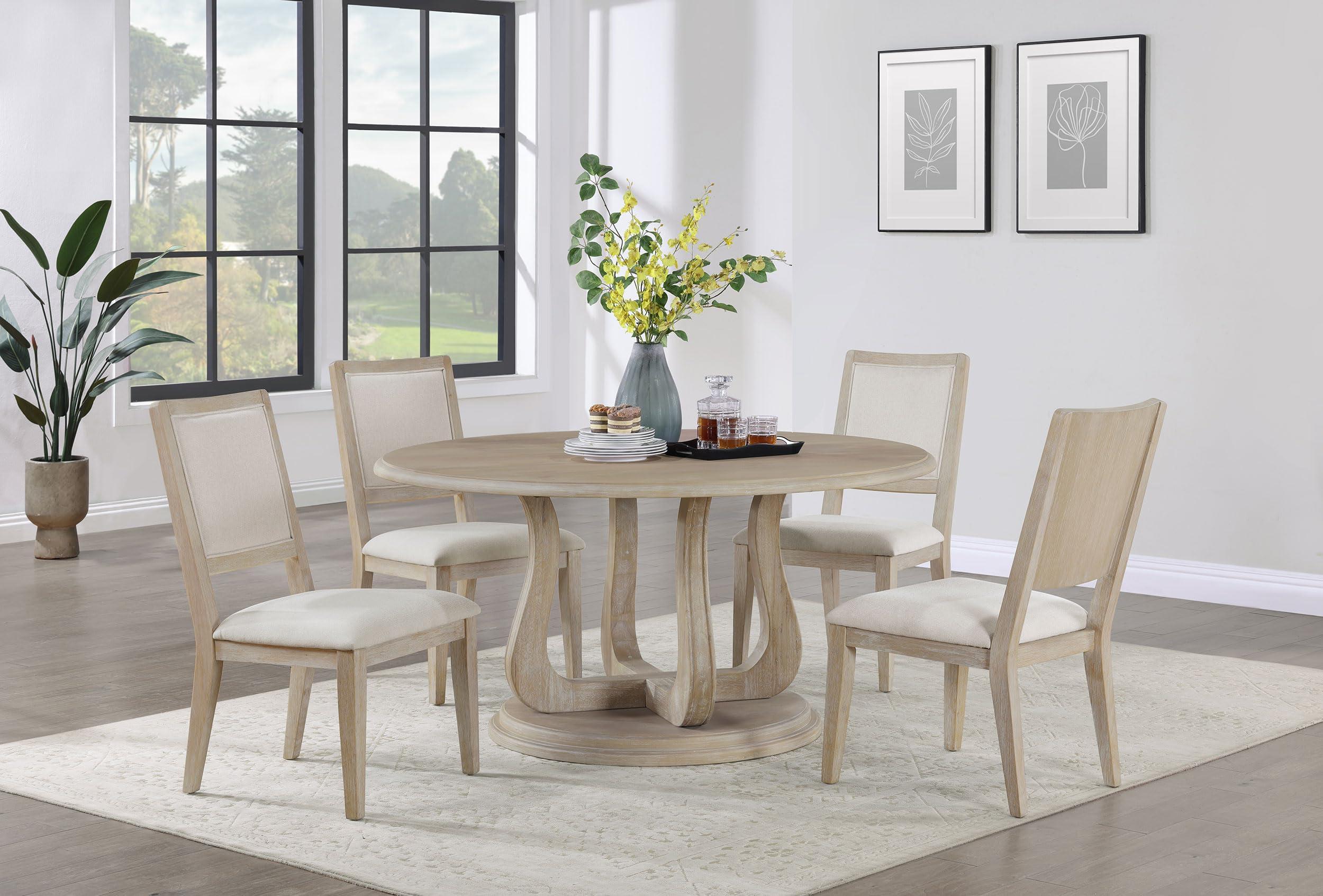 Coaster Home Furnishings Coaster Home Furnishings Trofello 5-Piece Round Dining Set White Washed