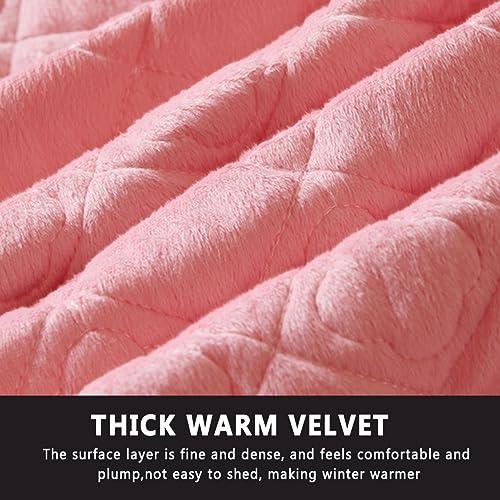 XMAYODS Luxury Velvet Bed Skirts Full /King/Queen 3 Piece Quilted Mattress Protective Cover with 2 Pillow, Thick Cover Bed Skirt with Bedskirt, 18 Inches Deep Ruffle Drop Fitted Sheet Bedspread ( Color : #26