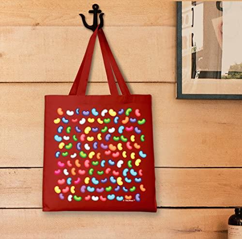 ThisWear Easter Home Decor Eggs Colorful Jelly Beans Pattern Easter Basket Stuffers Lightweight Red Canvas Tote Bag