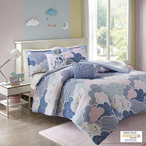 Urban Habitat Kids Urban Habitat Kids Comforter Vibrant Fun and Playful Unicorn Print Down Alternative All Season Children Bedding-Set, Girls Bedroom Décor, Full/Queen, Cloud Blue with 2 dec pillows