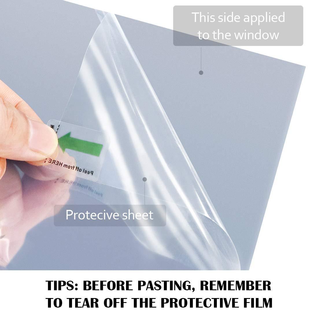 WPCTEV WPCTEV Window Film One Way Mirror Film Daytime Privacy Static Non-Adhesive Decorative Heat Control Anti UV Window Tint for Home and Office Silver 6 Mil 41.3 Inch x 8.2 Feet