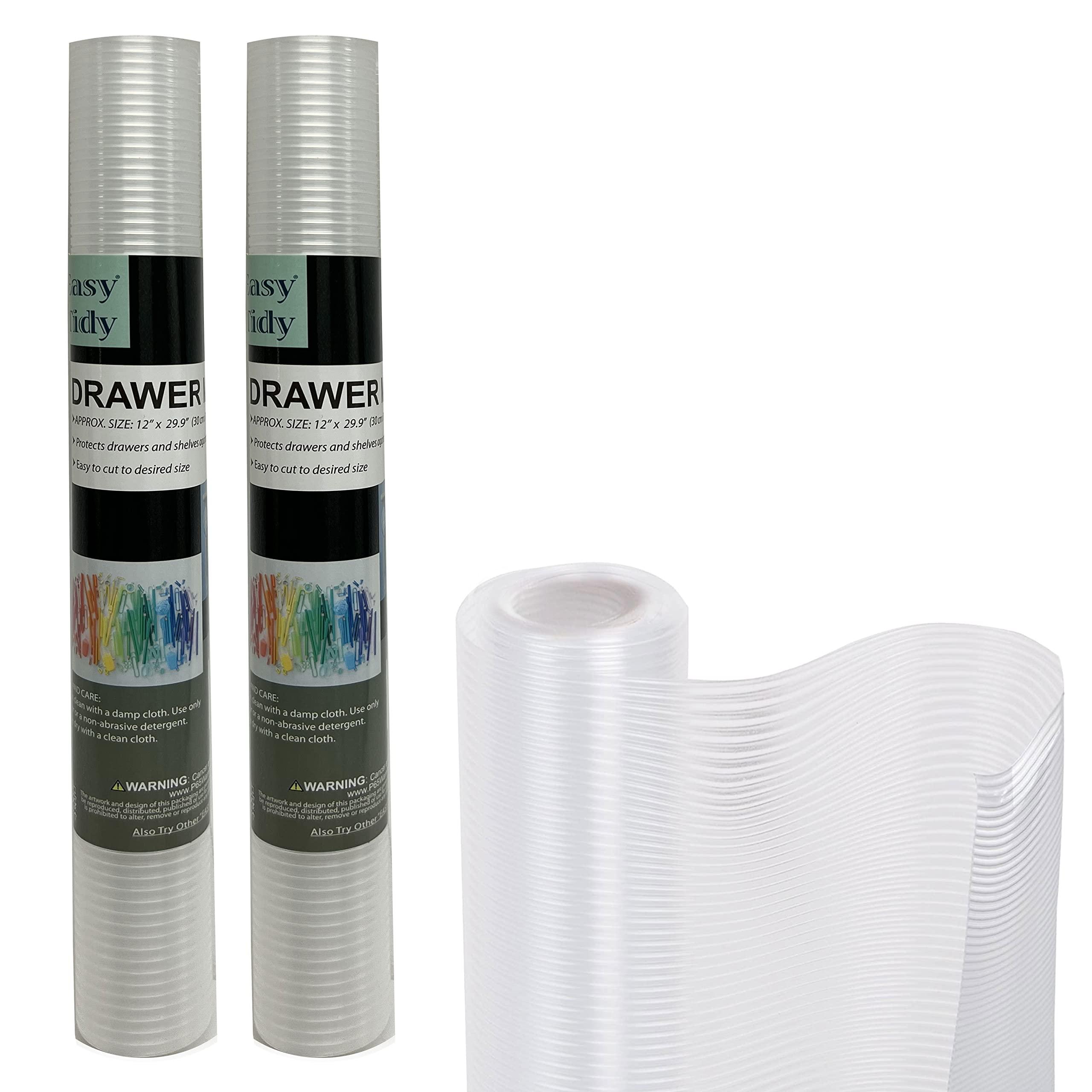 Generic 2 Roll Non Adhesive Drawer Liner No Slip Grip Ribbed 12\"X30\" Shelf Mat Pad Clear 2 Rolls Clear Ribbed Shelf Drawer Liner Cover Non Slip Cushion Grip Tool Box Mat Pad 12\" Wide X 30\" Long Approx Lining