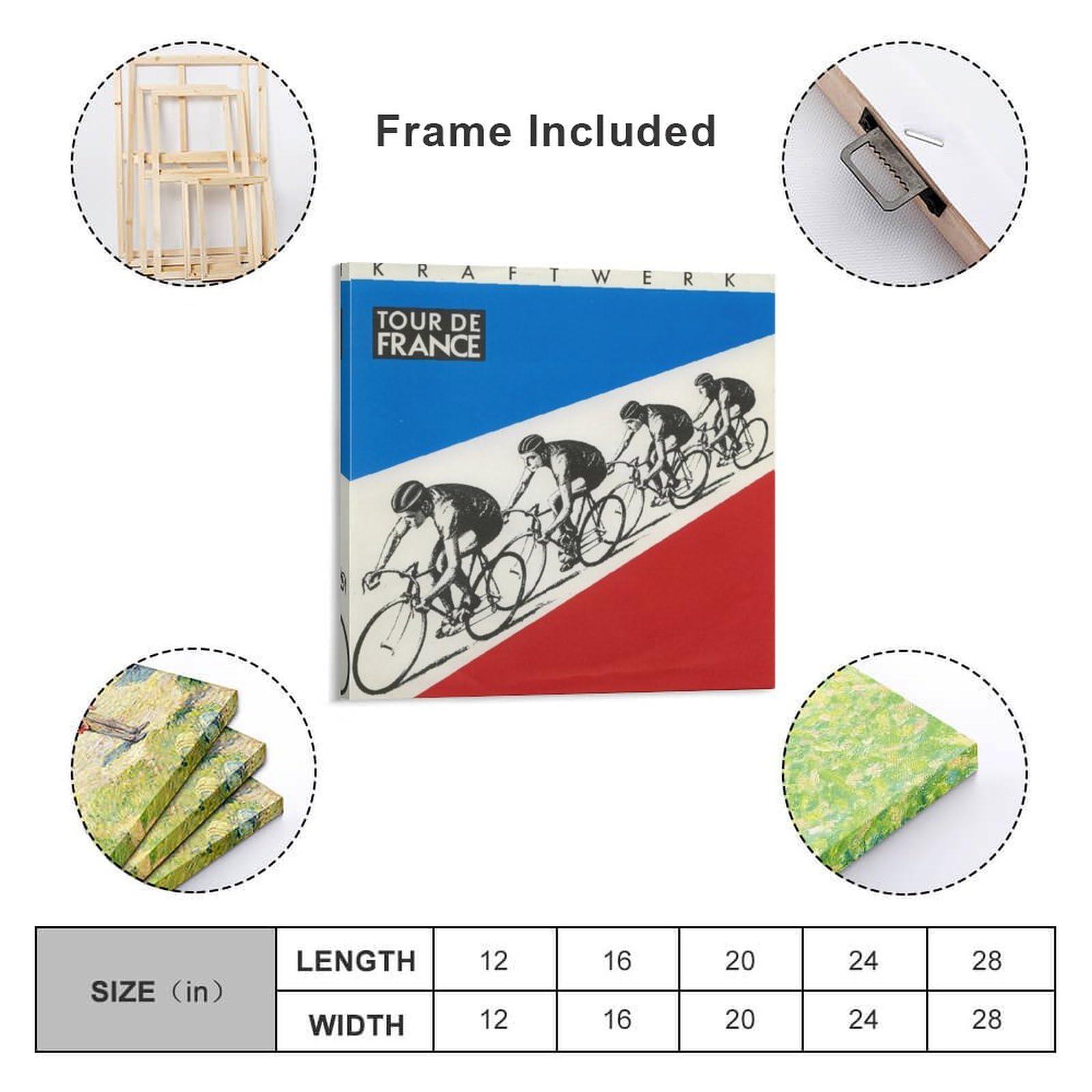 monvkaka monvkaka Kraftwerk Poster,Tour De France Soundtracks Music Poster Canvas Poster Wall Art Decor Print Picture Paintings for Living Room Bedroom Decoration 12x12inch(30x30cm), Frame-style