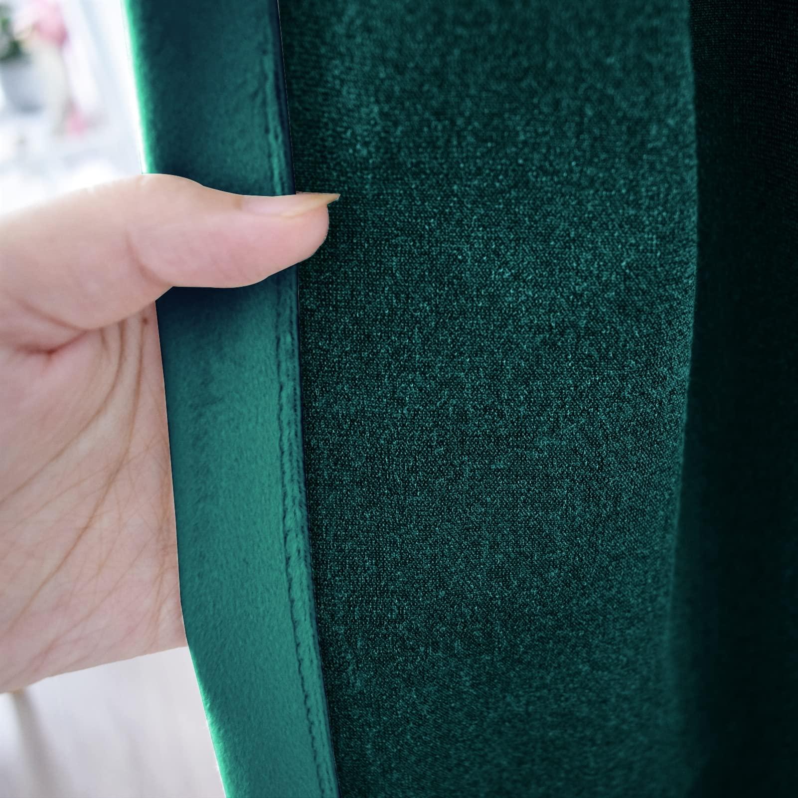 SK Studio SK Studio Velvet Curtains Soft Blackout Curtains Thermal Insulated Window Treatment Velvet Drapes Room Darkening Curtains for Living Room Bedroom, 2 Panels Set, Dark Green, W55 x L63 Inch