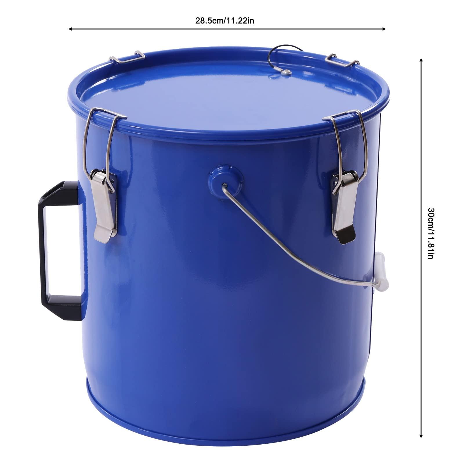 LOYALHEARTDY Fryer Grease Bucket 6 Gal/23 L Grease Disposal Bucket Oil Filter Pot Oil Disposal Caddy Steel Fryer Oil Bucket w/Lid & Lock Clips Oil Caddy w/Filter Bag Oil Transport Container, Blue