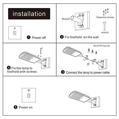 Gebosun Gebosun 35W AC Powered Street Light & Flood Light, with Optic Sensor, Dusk to Dawn, 5,400 Lumen, 6,000K, IP65 Waterproof, Wall-Mounted & Pole-Mounted