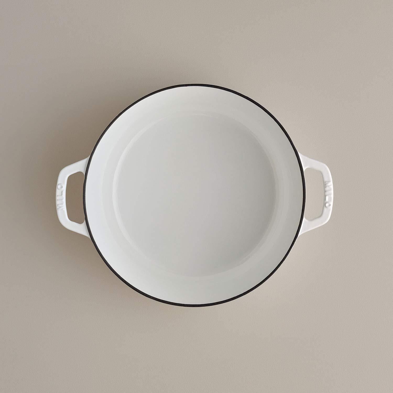 Kana Lifestyle Milo by Kana 5.5-quart Enameled Cast Iron Dutch Oven with Lid | Premium Casserole Cooking Pot | Enamel Coating Inside and Out | Oven Safe and Dishwasher Friendly (White with Gold Knob)