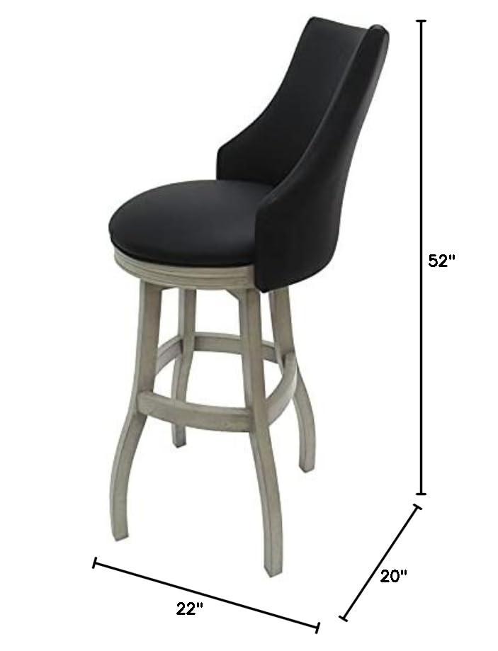 Tobias Designs Inc. Tobias Designs Bellissima 34\" Swivel Wood Extra Tall Bar Stool in Black/White