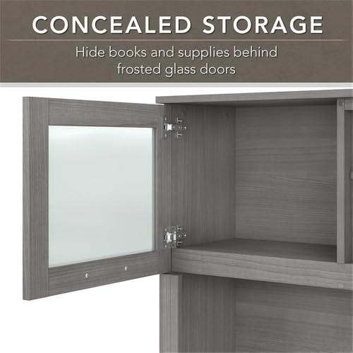 Bush Furniture Bush Furniture Somerset 72W 3 Position Sit to Stand L Shaped Desk with Hutch and File Cabinet in Platinum Gray