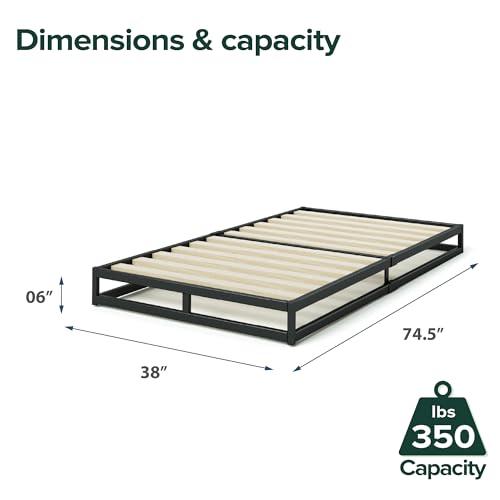 Zinus Zinus Joseph Low Profile 6 Inch Platform Bed Frame, Wood Slat Support, No Box Spring Needed, Eco Friendly WonderBox(TM) Packaging, Easy Assembly, Black, Twin