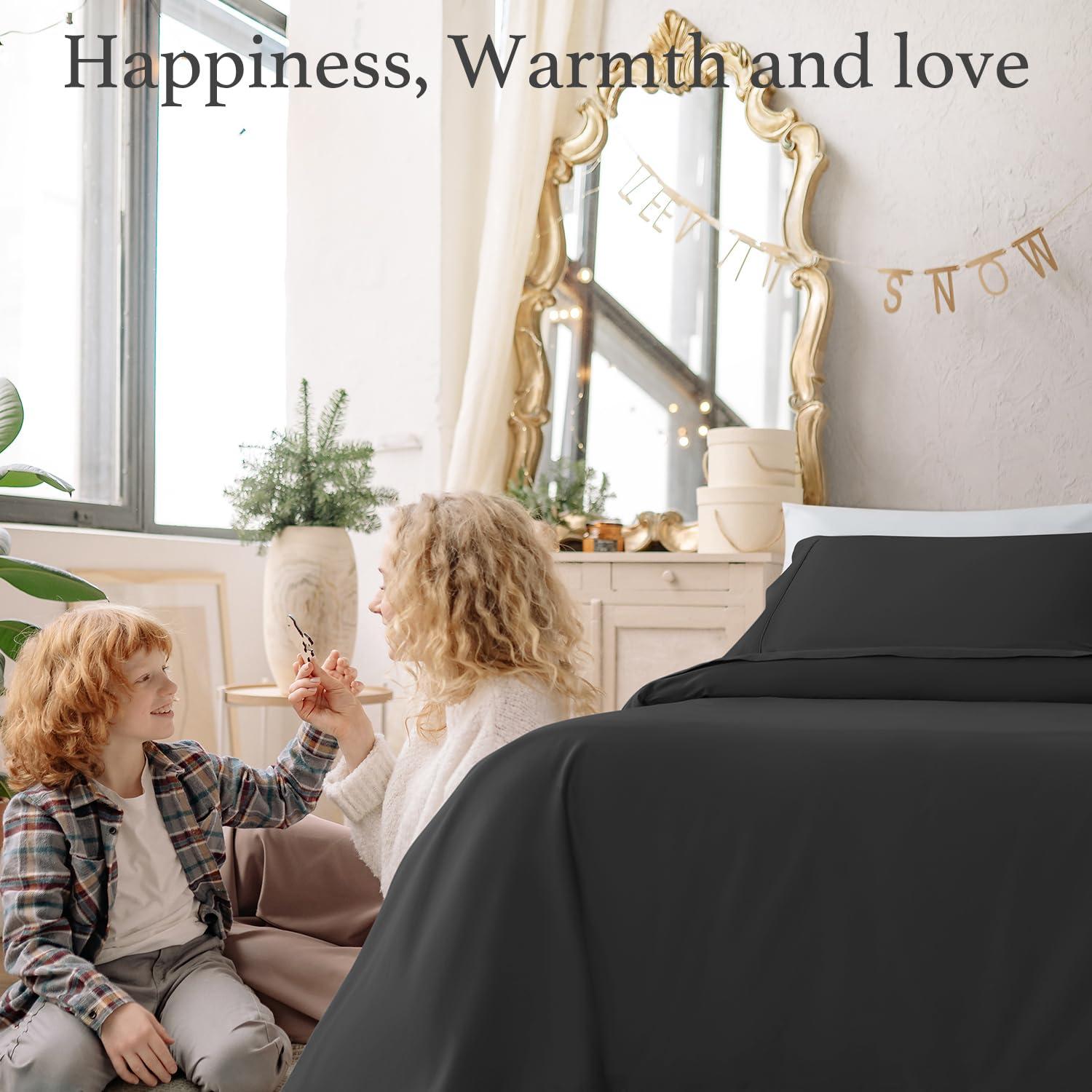 SAKIAO SAKIAO 1000 Thread Count Luxury Heavy Cotton Sheets,100% Egyptian Cotton Sheets Full Bed Sheet Set,Very Smooth Soft & Thick Sateen Weave Fits Mattress Upto 18\'\' DEEP Pocket (Black, Full)