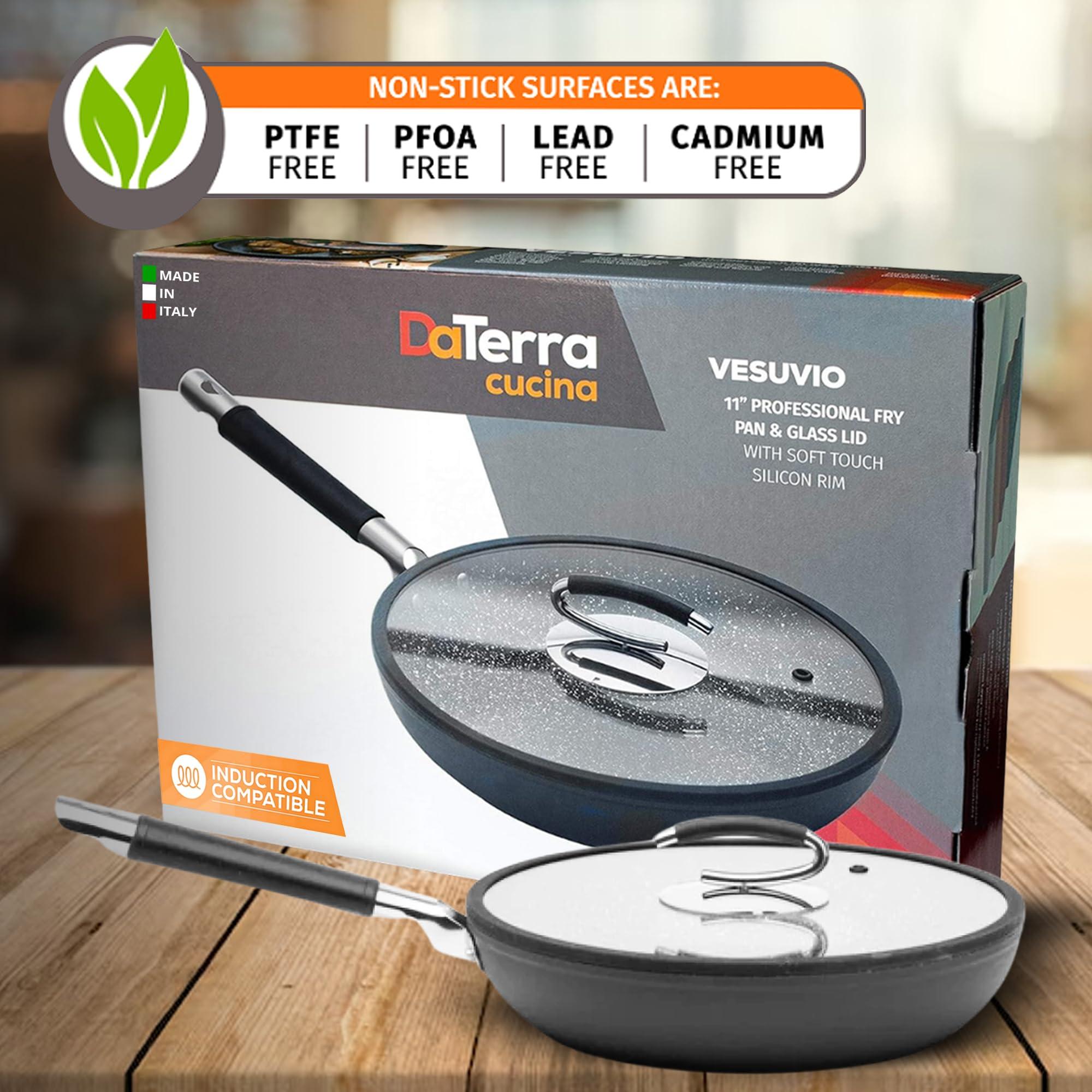 DaTerra Cucina DaTerra Cucina 11 Nonstick Frying Pan w/Lid | Made in Italy | PTFE, Cadmium, Lead and PFOA free proprietary nontoxic ceramic coating
