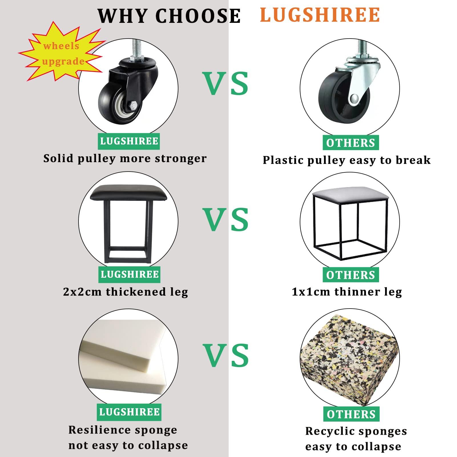 LUGSHIREE LUGSHIREE 5 in 1 Nesting Ottoman Cube Chair, Stackable Stools, Leather Square Ottoman Bench, Foot Stool with Wheels for Living Room,Dining Room 15.75x15.75x16.54 inches