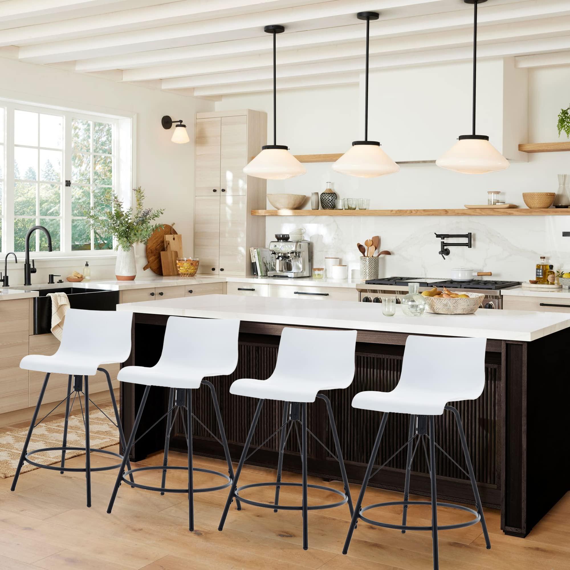 Changjie Furniture Changjie Furniture Swivel Bar Stools Set of 4 Counter Height Stools Modern Side Chairs Pub Chairs for Kitchen 26 inch, White