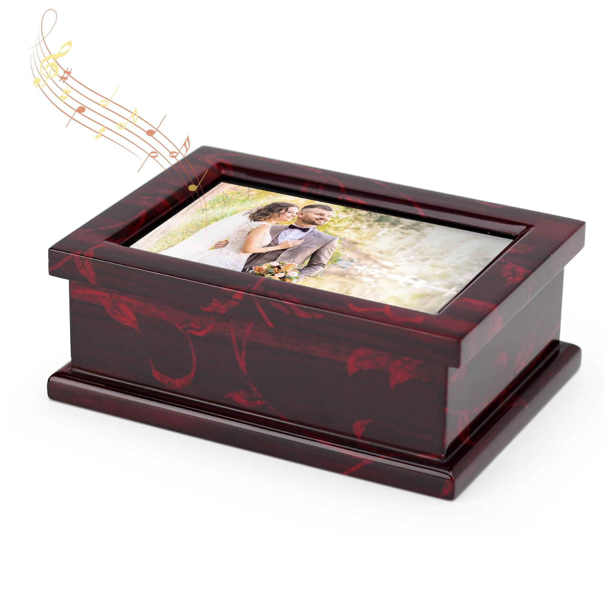 MusicBoxAttic Modern 4 x 6 Photo Frame Musical Jewelry Box with Floral Motifs-Many Songs to Choose-If I Only Had a Brain
