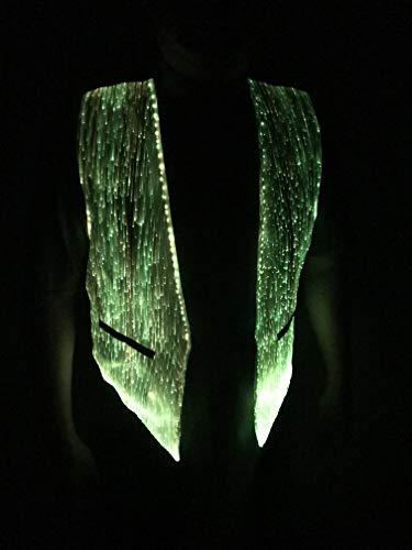 Fiber Optic Fabric Clothing LED Fiber Optic Waistcoat Light up Vest for Men Fashion Glow in The Dark Luminous Vest,Mobile APP Control (XXL, White)