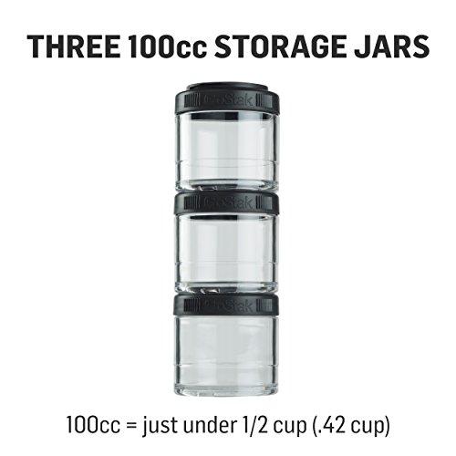 BlenderBottle BlenderBottle GoStak Food Storage Containers for Protein Powder, Healthy Snacks, and Portion Control, 100cc 3-Pak, Black