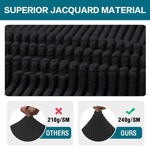 N\A 2 Piece T Cushion Sofa Slipcovers Thick Couch Cover Furniture Protector Stretch T Cushion Sofa Covers for 1 Cushion Couch with 1 Individual T Cushion Covers Washable (Black, Chair), LJX