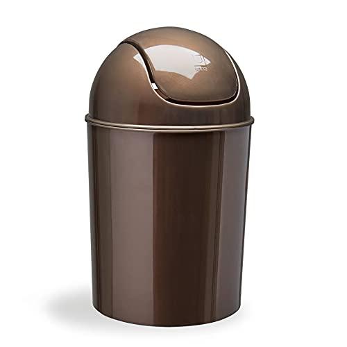 Umbra Umbra Mini Waste Can 1-1/2 Gallon with Swing Lid, Bronze, Grey/Steel
