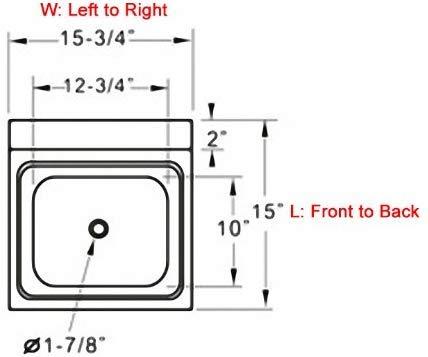 ACE Equipment ACE Stainless Steel Wall Mount Hand Sink with 4\" Gooseneck Faucet and Strainer, Overall Size: 15-3/4\"W(Left to Right) x 15\"L(Front to Back) x 13-3/4\"H, HS-1615W