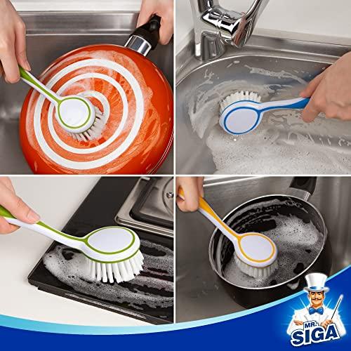 MR.SIGA MR.SIGA Round Dish Brush, Size: Dia 5.5 x 25cm - Pack of 3