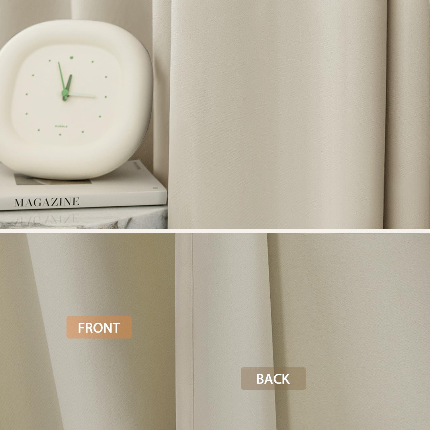 LIYAXUN LIYAXUN Pinch Pleated Curtains, Beige Curtains 120 inch Long for Living Room, Thermal Insulated, 80% Blackout Beige Drape, Pinch Pleat Drapes with Hooks (Beige, 1 Panel, W84 x L120 inch)