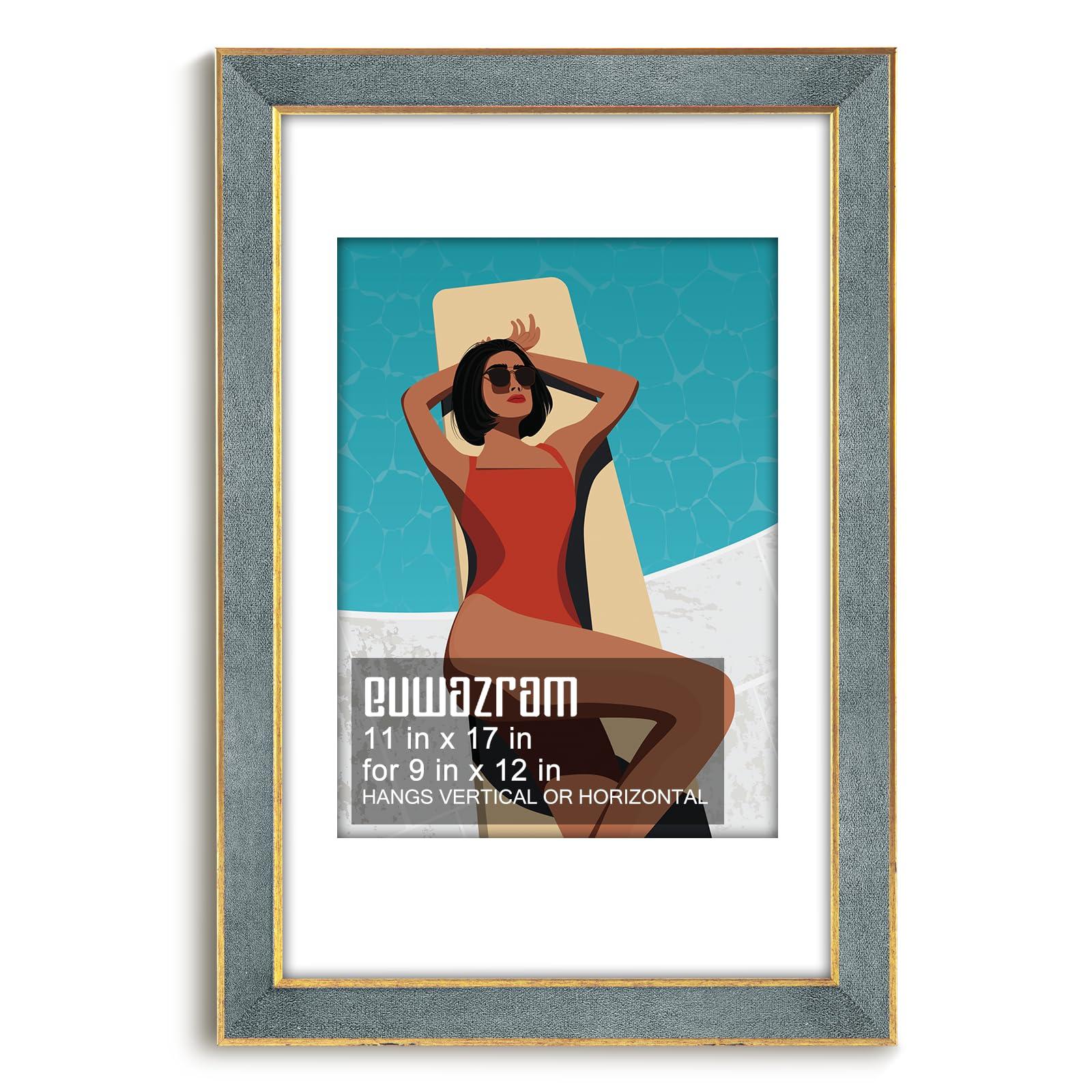 euwazram euwazram Suede 11x17 Frame - Single Frame, Christmas Elegant Gray 11 x 17 Poster Frame with Mat for 9x12, 11x17 Picture Frames for Artwork, Puzzles, Photos and Movie Posters