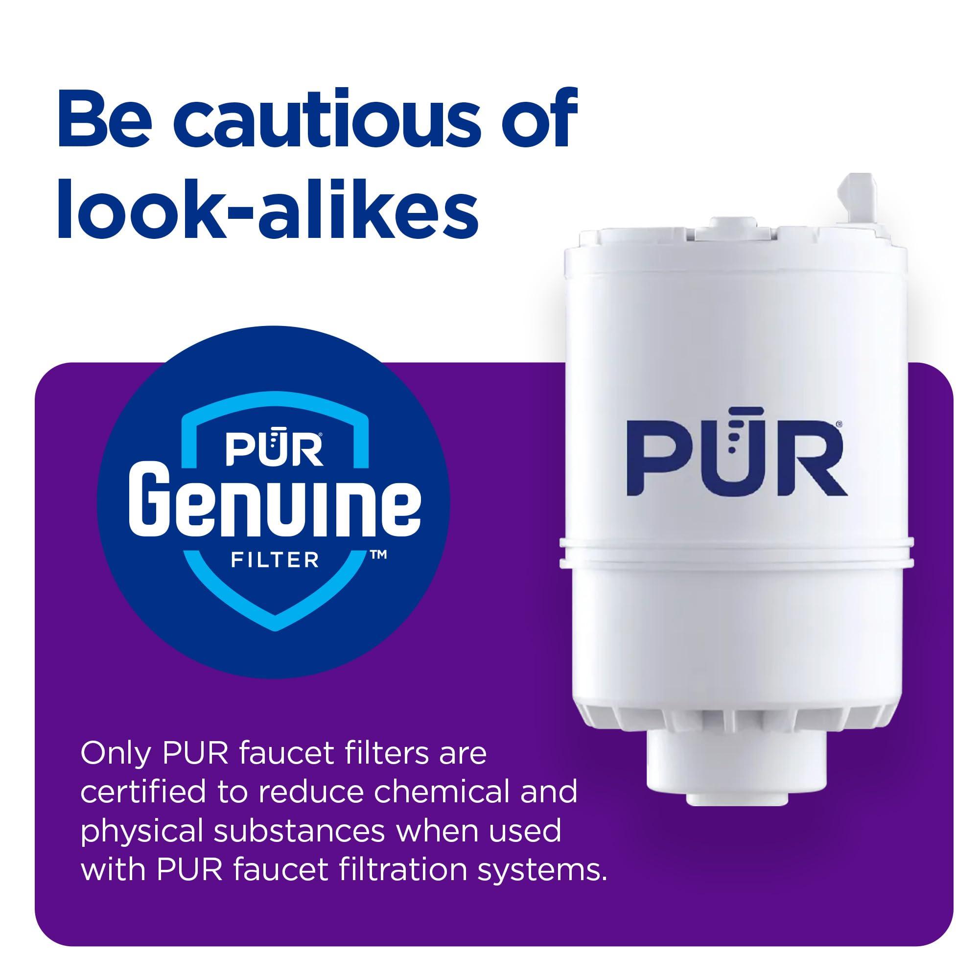 PUR PUR Vertical Faucet Mount Water Filtration System with Lead Reducing Filter for Cleaner, Filtered Tap Water, Lasts 100 Gallons, Sink Water Filter, Fits Most Kitchen or Bathroom Faucets, Black