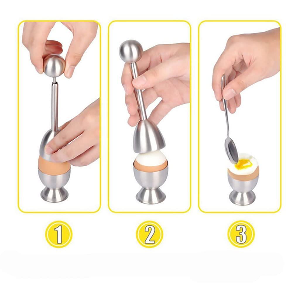brandname Egg Cracker Topper Set for Soft Boiled Eggs Includes 1 Stainless Steel Egg Topper 6 Egg holder cups 6 Egg Spoons 1 Egg Timer 1 Egg Yolk Separator
