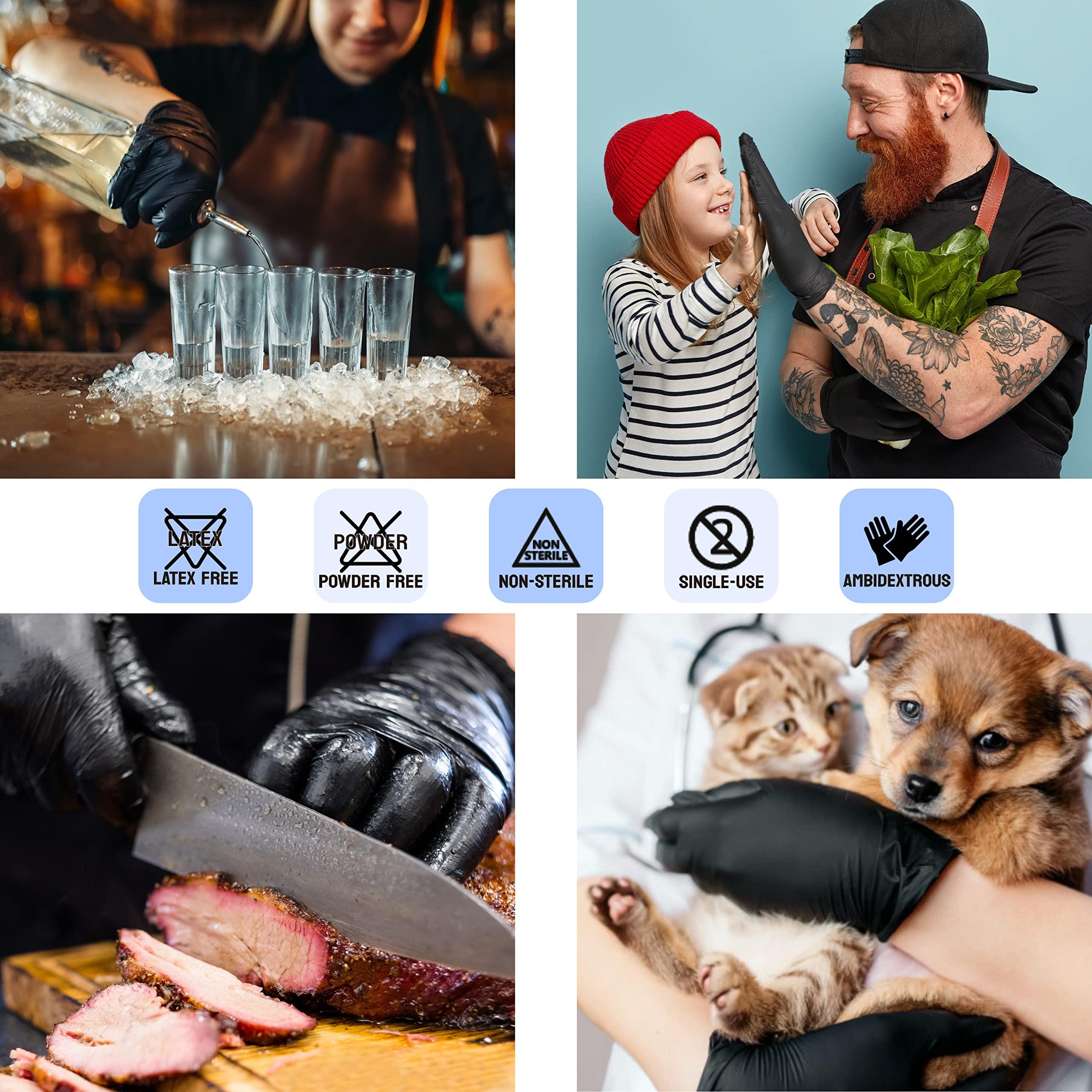 Safe Health Safe Health Nitrile Black Disposable Gloves, Latex Free, Powder Free, Box of 100, XS, Textured, 3.5 mil, Industrial, Tattoo, Salon, Hair, Auto, Car, Cleaning, Food, Cooking