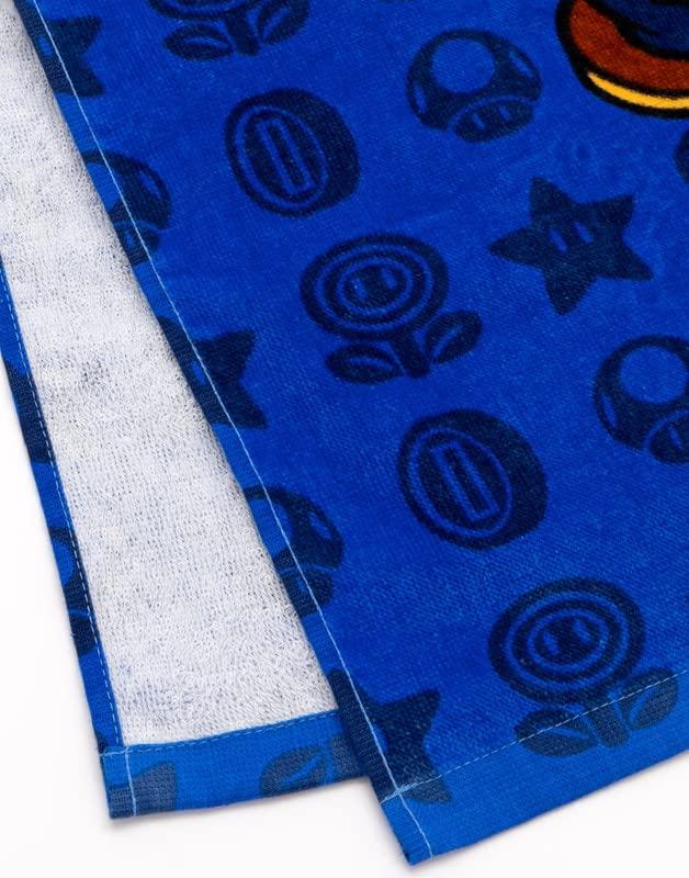 Super Mario Super Mario Kids Towel Poncho | Boys Game Characters Mario Brothers Bath Towel | Luigi & Mario Star Blue Changing Robe