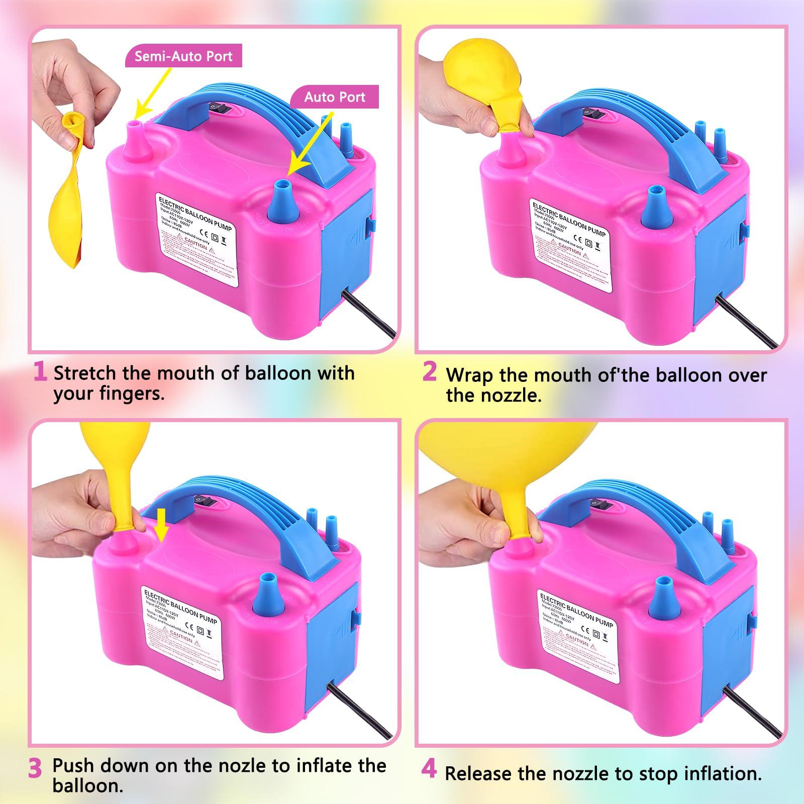 QIPUMP Balloon Pump Electric, 110V 600W Balloon Blower Inflator Dual Nozzle Air Pump Balloons Inflator for Decoration, Party, Sport,Gifts:2 Balloon Tying Tools