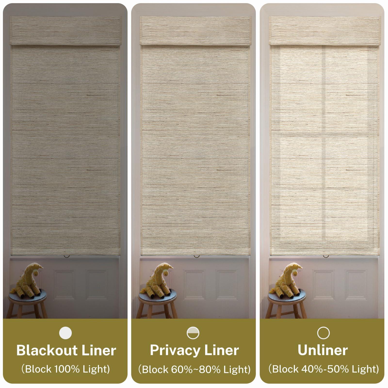 moonice Moonice No Tools No Drill Cordless Roman Shades for Window Blackout, Natural Woven Fabric Privacy Room Darkening Blinds, Thermal Insulated Easy Install Roman Blind Window Blinds Treatment, Awlmond