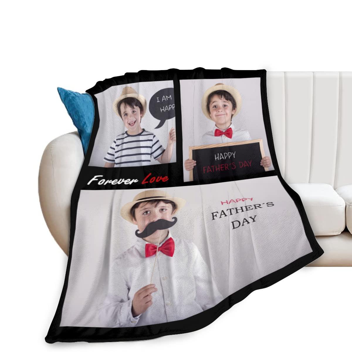 UNXUECO Personalized Photo Throw Blankets Customized Pictures Blanket Soft Fleece Blanket for Family Wedding Birthday Christmas Valentines Day Gifts for Women Men Him Her 51.2\"X39.4\"