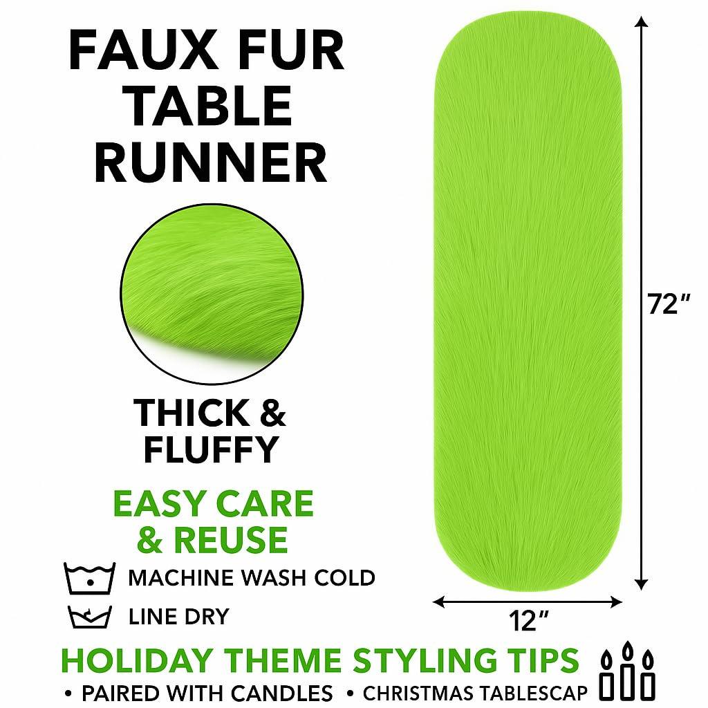 FabricLA Red Table Runner | Faux Fur Table Runners | 12 X 60-Inch Long Fluffy Snow Christmas & Holiday Dcor | Dining Table Runner Design by FabricLA