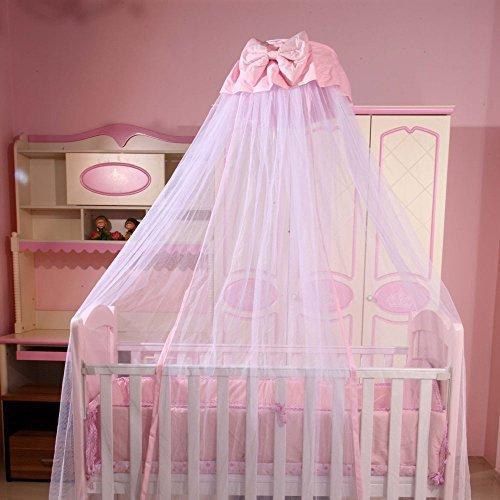 RuiHome RuiHome Dome Style Hanging Baby Mosquito Net Princess Girls Bed Canopy with Pink Bowknot Decor, Netting with Bracket