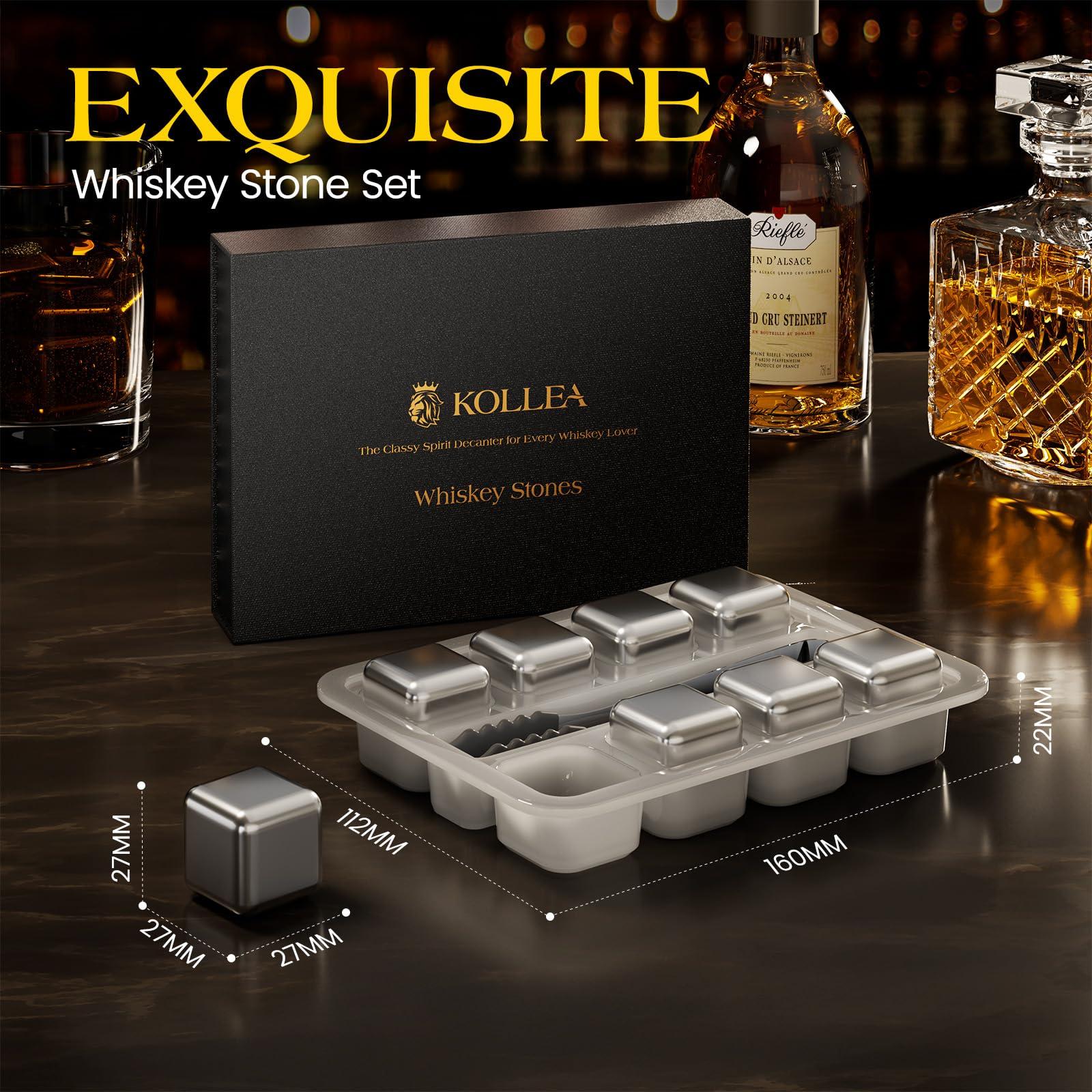 Kollea Kollea Whiskey Stones, 8 Packs Stainless Steel Whiskey Chilling Rocks, Reusable Ice Cube for Drinking, Cool Christmas Birthday Gift for Men Dad, Whiskey Lovers, Bourbon, Cognac, Scotch, Gin, Beverage