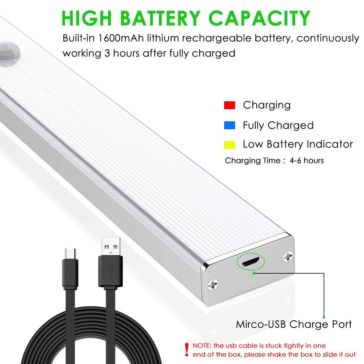 LOFTER LOFTER LED Closet Light , Rechargeable 62-LED Cabinet Lights Wireless Under Cabinet Light for Closet , Cabinet , Wardrobe , Motion Sensor Closet Light with 2 Sensor Mode (ONLY Motion, Motion & Light)