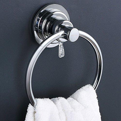 BOPai BOPai Drill Free Powerful Vacuum Suction Cup Towel Ring Shower Washcloth Hand Towel Round Holder