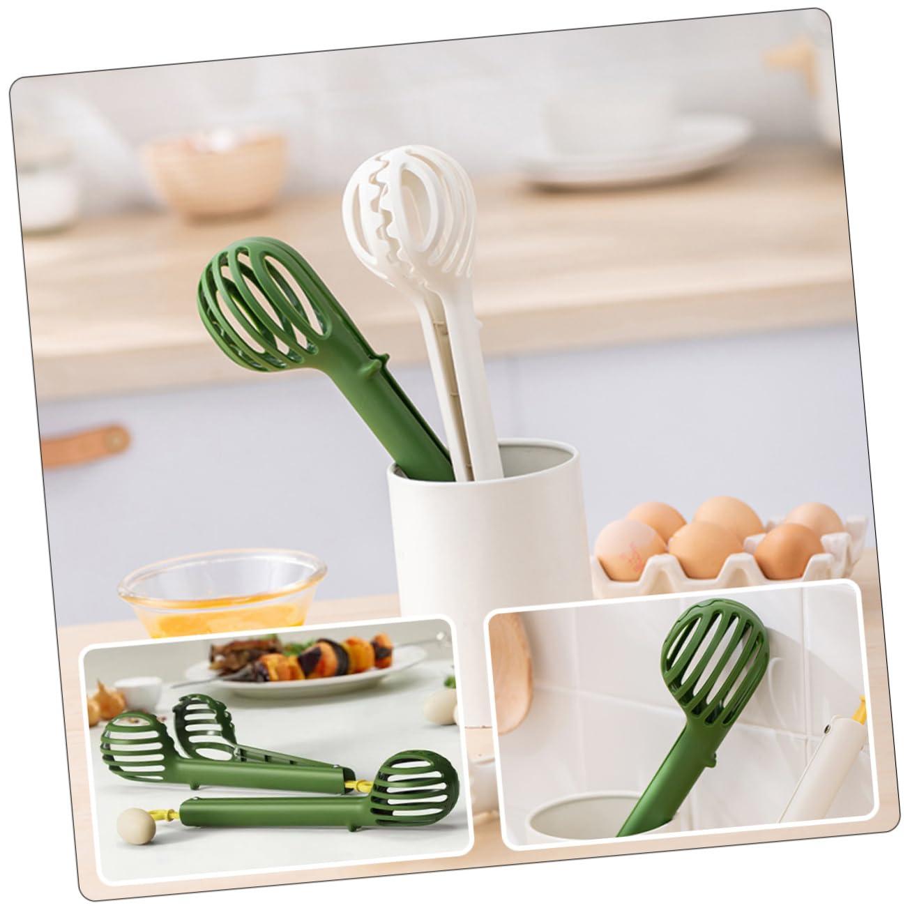 LIFKOME LIFKOME 2pcs Food Clip Boiled Tong Pasta Strainer Cooker Egg Clips Egg Separator Egg Yolk Cooking Wire Crank Egg Mixer Semi Automatic Egg Whisk Eggbeater Omelet Making Spoon Green Plastic