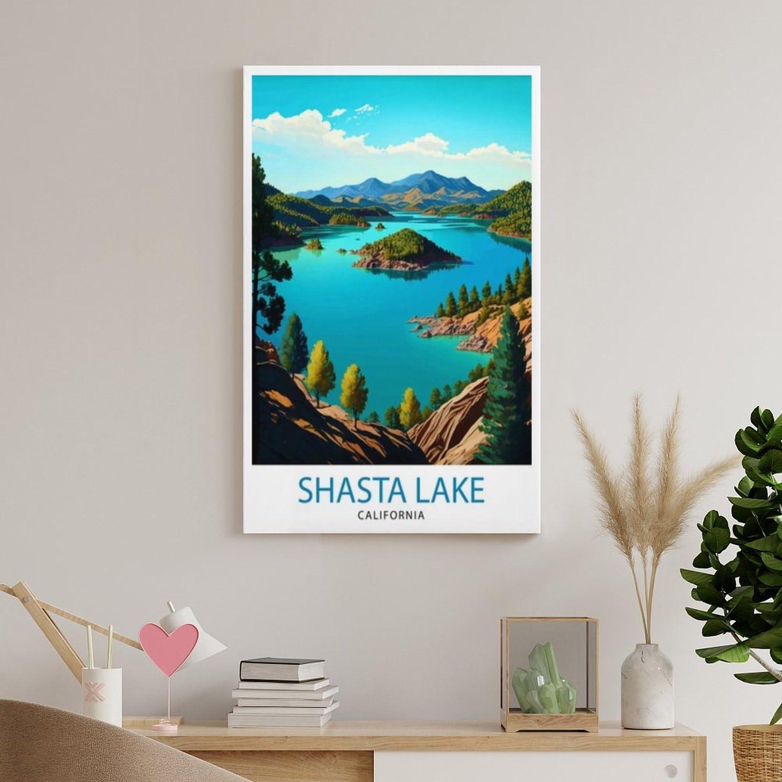 Generic Shasta Lake California (2) Travel Poster Canvas Wall Art Print Modern Home Room Decor Poster Picture 16x24inch(40x60cm)