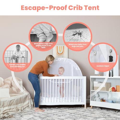 Pro Baby Safety Pro Baby Safety Premium Pop Up Crib Tent, Crib Cover to Keep Baby from Climbing Out, Prevent Falls and Mosquito Bites, Safety Net Canopy - Sturdy & Stylish Infant Crib Topper, Mosquito Net
