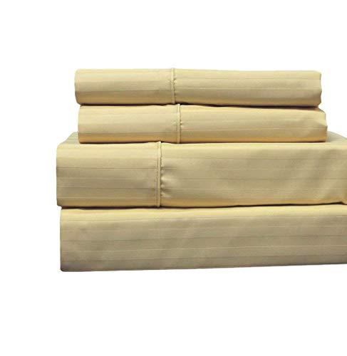 Royal Hotel Bedding Royal Hotel Bedding Twin-Extra-Long Sheets, Cotton-Blend Wrinkle-Free Sheets - 650-Thread-Count Stripe Sheet Set, Gold