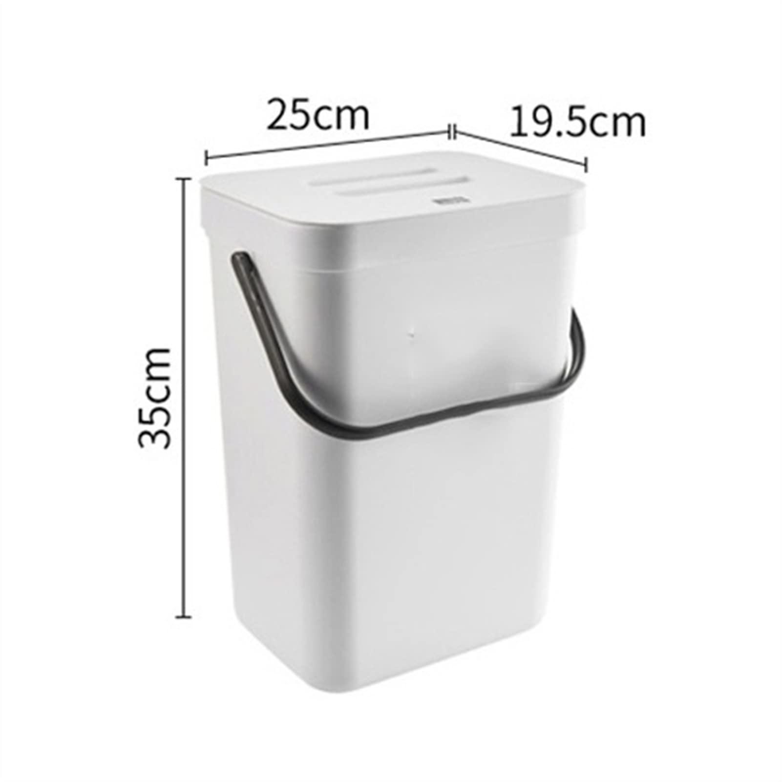 BONAD Kitchen Garbage Can Compost Bin for Kitchen Counter Hanging Small Trash Can with Lid Under Sink Kitchen Home Rubbish Bin Kitchen Cabinet Door Recycle Bin Wastebasket (Size : 5L, Color : White)