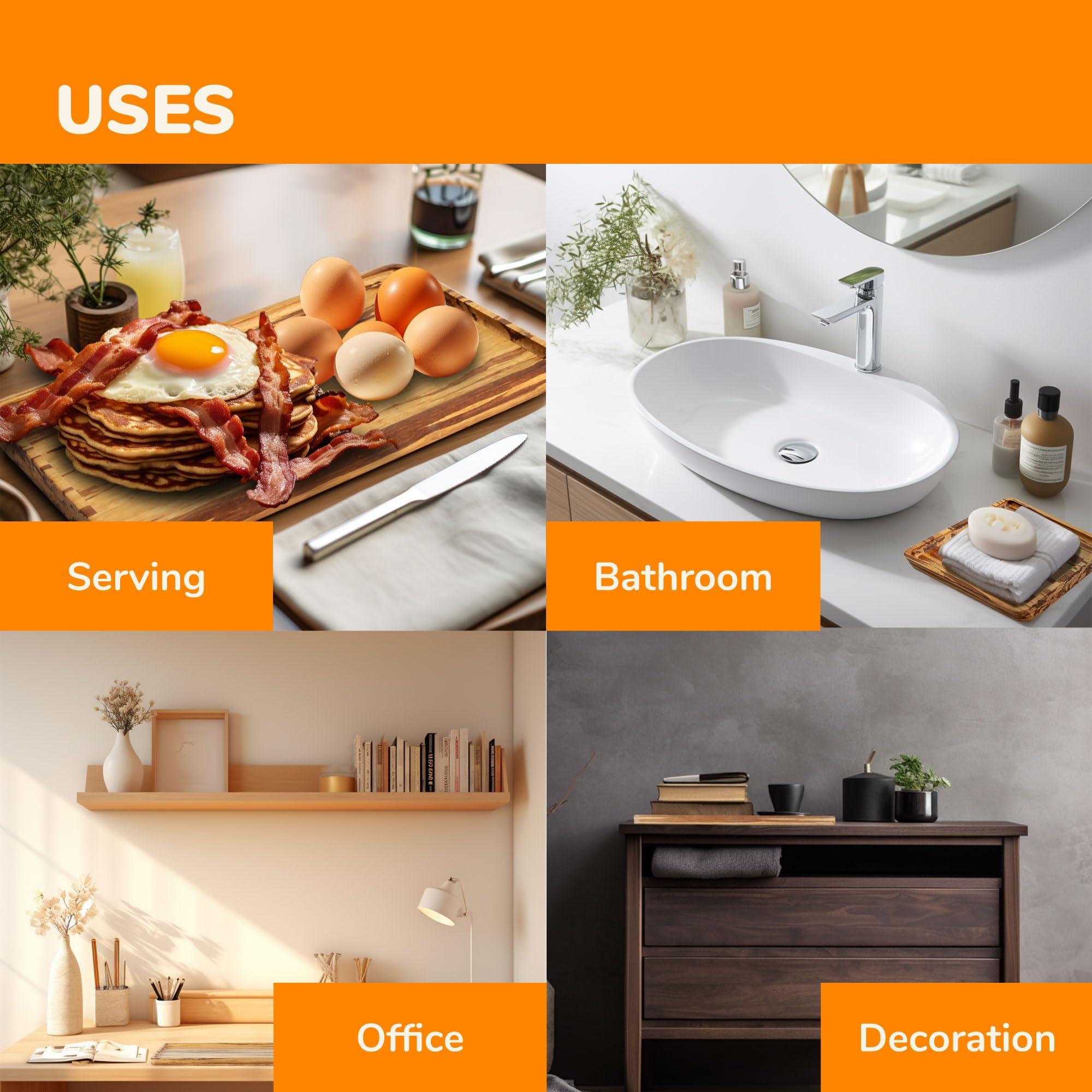 BambooMN BambooMN Rectangular Nested Bamboo Serving Tray - Tiger Stripe - 9 x 9 x 0.75-10 Trays