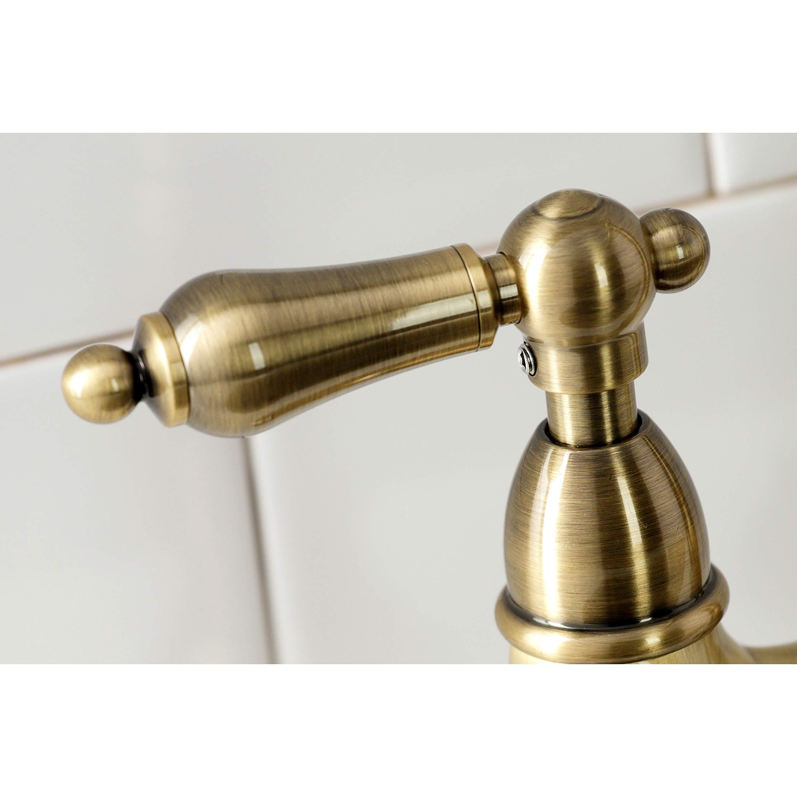Kingston Brass Kingston Brass KS1273ALBS Heritage 8-Inch Kitchen Bridge Faucet with Brass Sprayer, Antique Brass