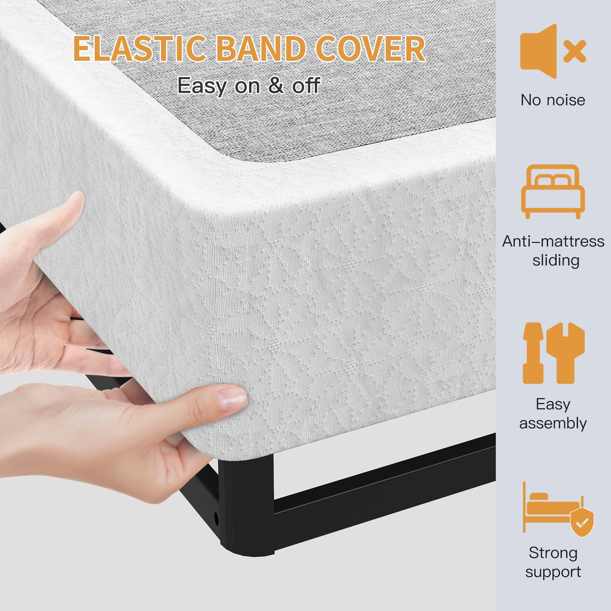 OSASET OSASET Full Size Box Spring, 7 Inch Full Size Box Spring Only, 3000 lbs Heavy Duty Metal Frame Mattress Foundation with Fabric Cover, Easy Assembly-Noise Free