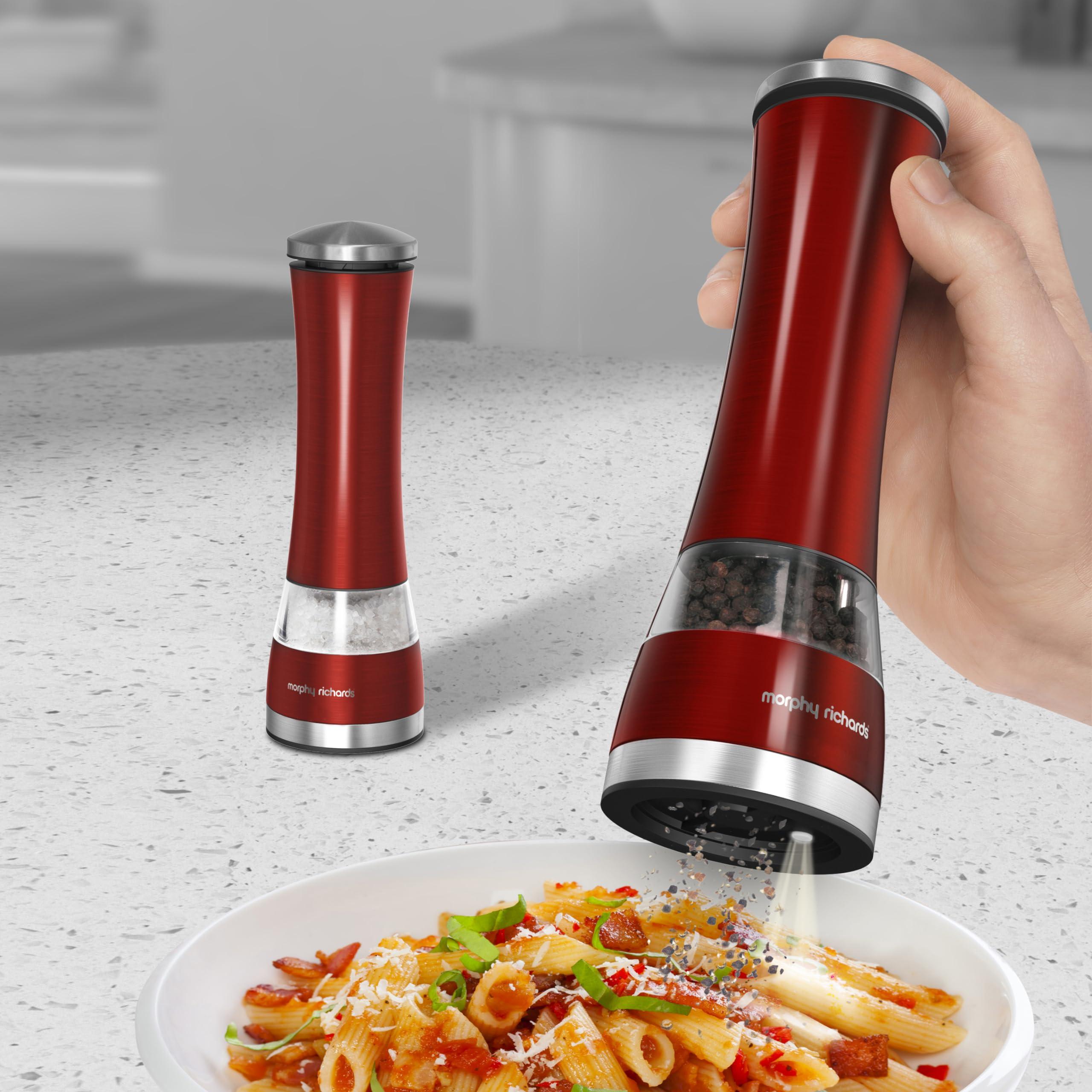 Morphy Richards Morphy Richards 974221 Accents Electronic Salt and Pepper Mill Set, Stainless Steel, Red