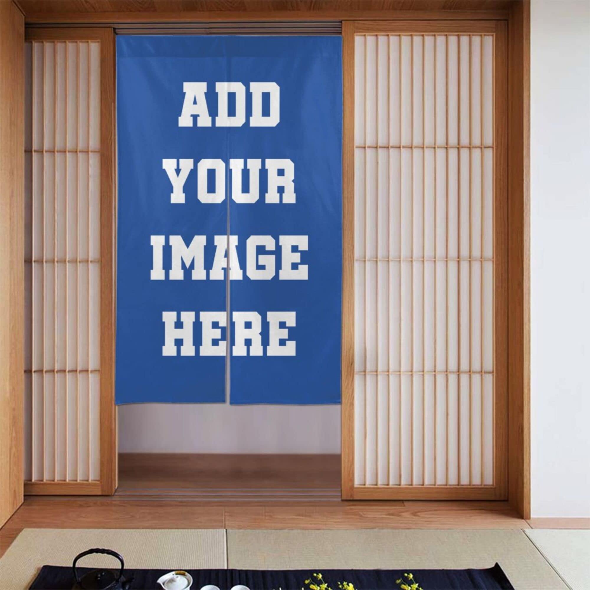 JCETUNO JCETUNO Personalized Japanese Noren Curtain Custom Picture Text Hanging Doorway Curtain Panel Room Dividers for Partition Home Restaurant,Multiple Size, Royal Blue, Wide 37"